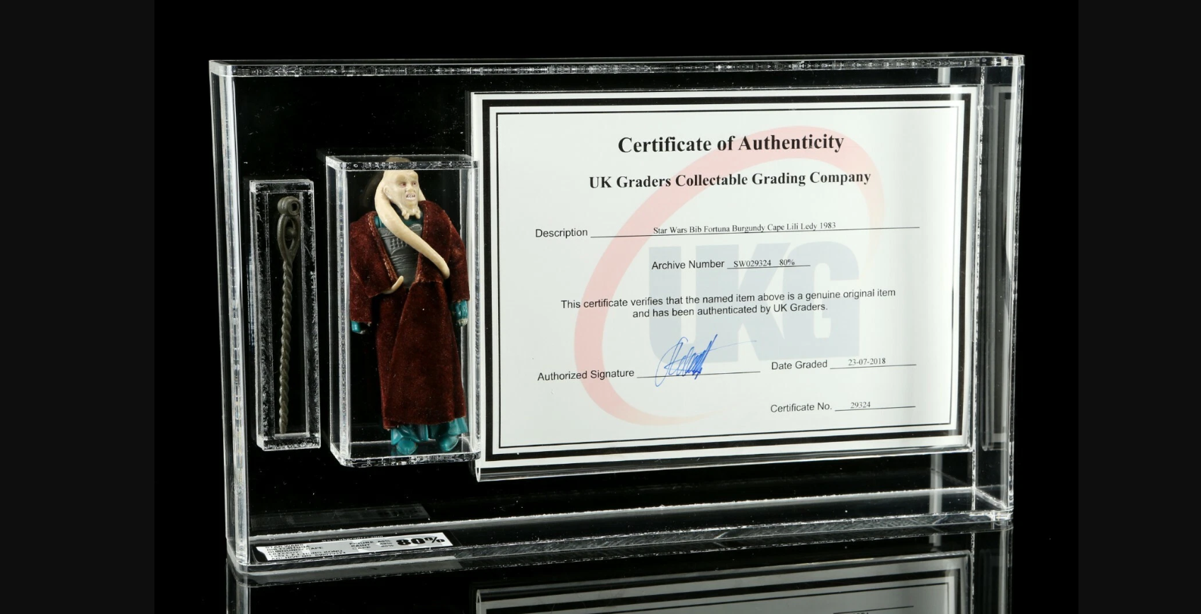 Vintage Star Wars Figure Burgundy Cape Bib Fortuna Lili Ledy UKG Graded 80 w COA Mexican