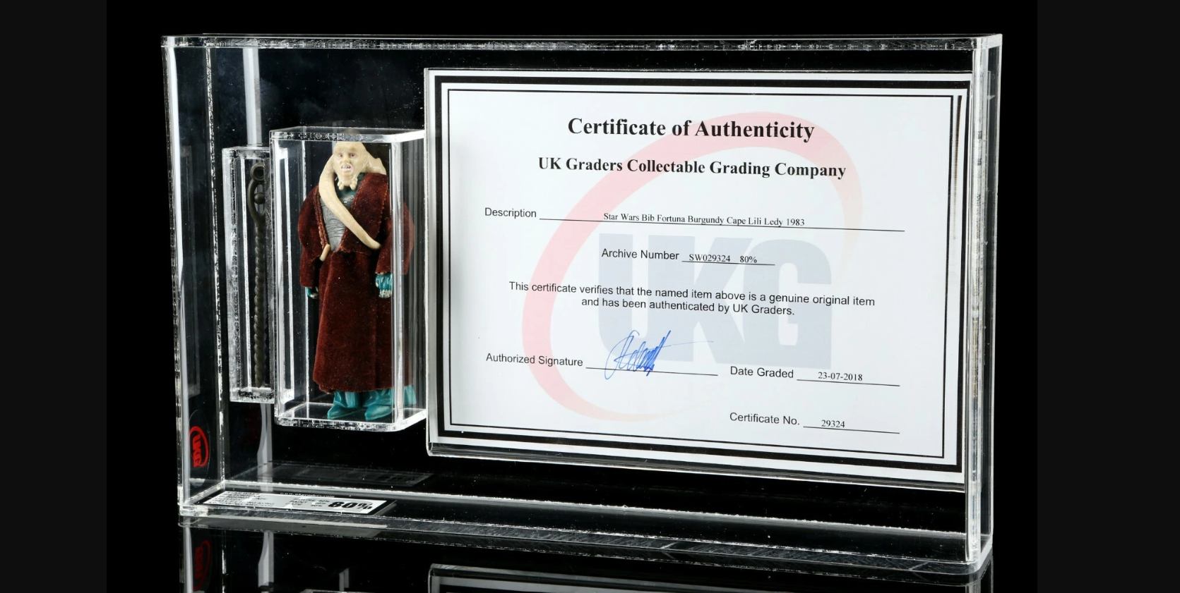 Vintage Star Wars Figure Burgundy Cape Bib Fortuna Lili Ledy UKG Graded 80 w COA Mexican