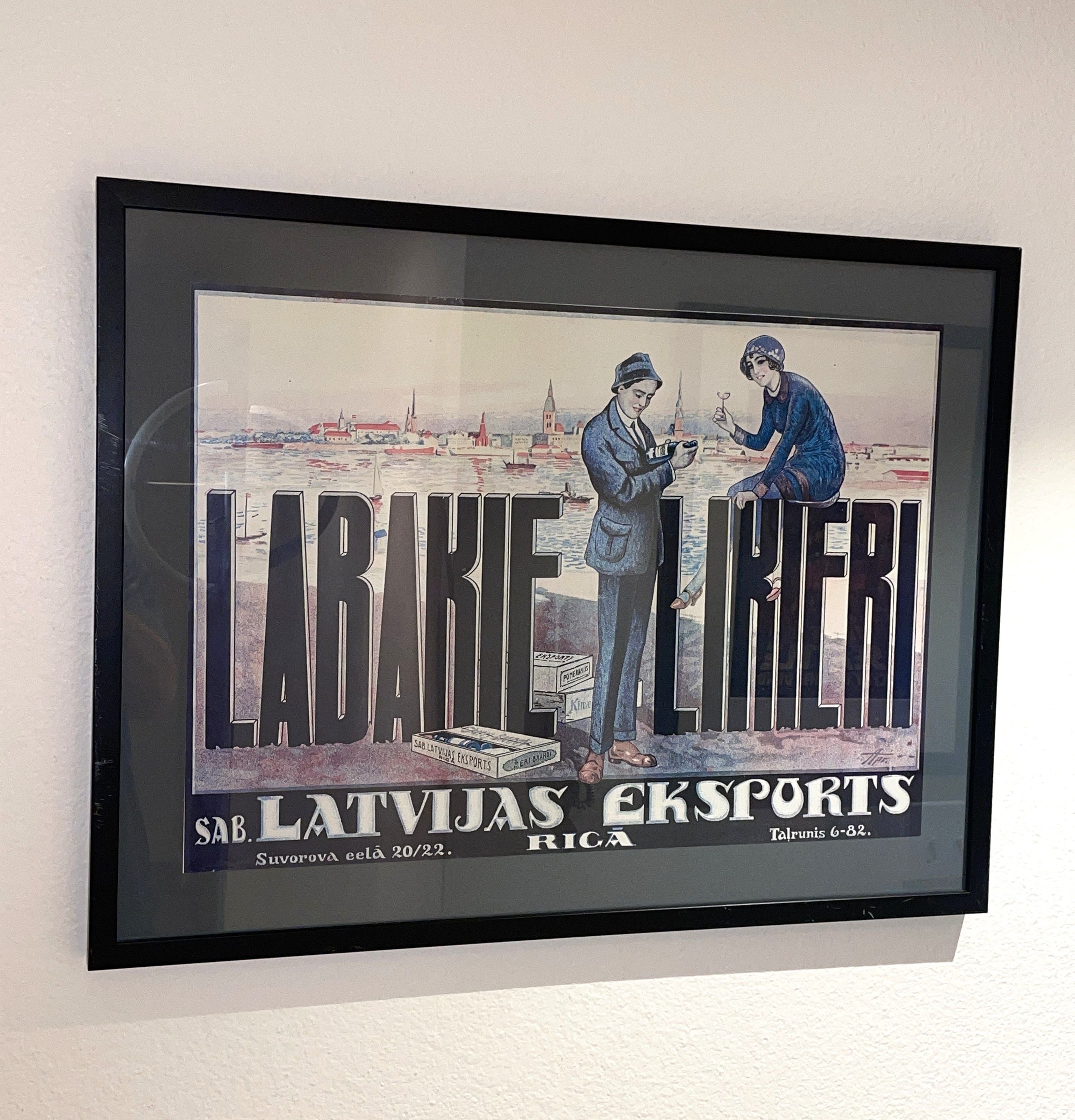 "The Best Liqueur" Print Latvia Signed Framed Vintage Art Apsitis Aleksandrs