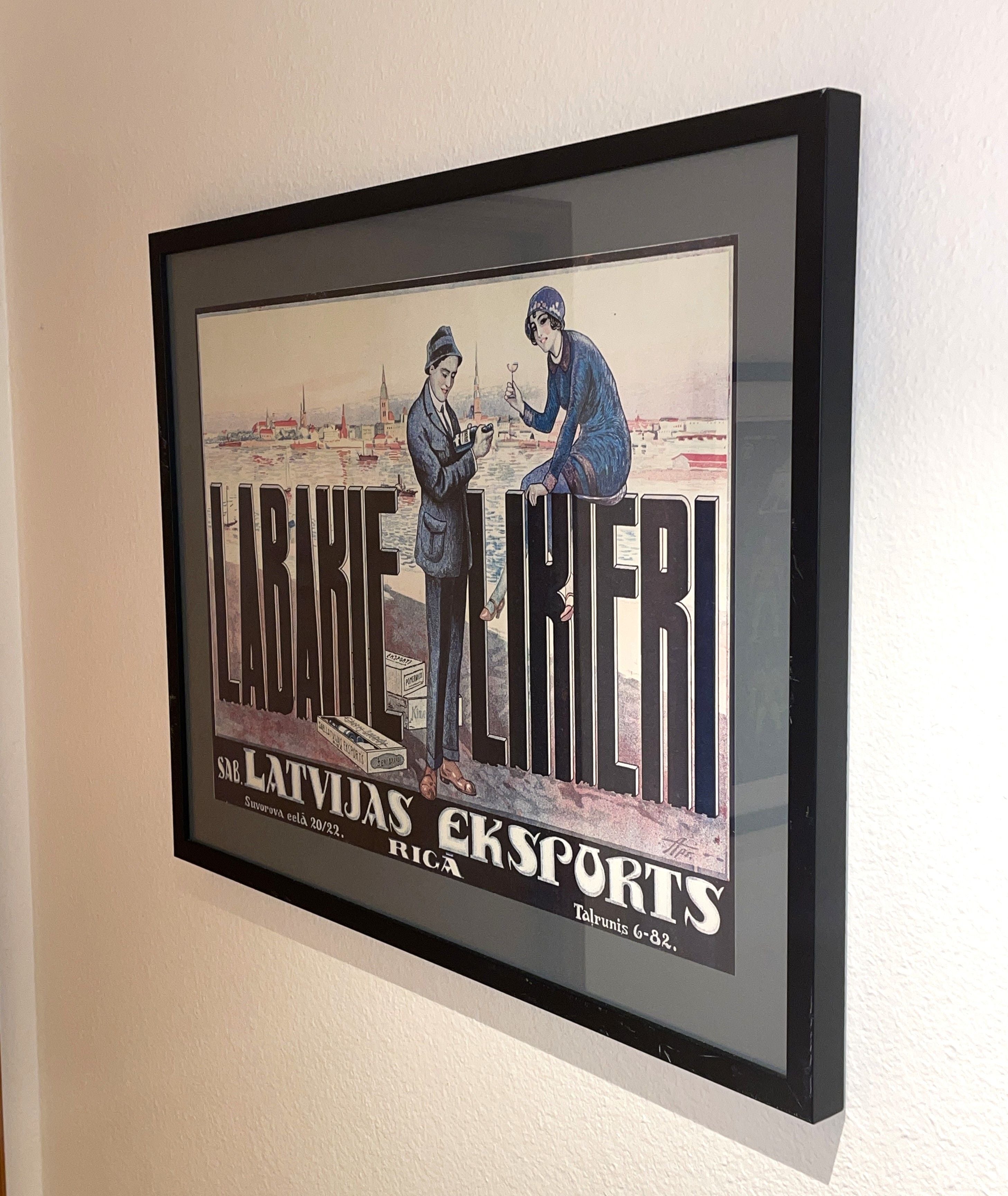 "The Best Liqueur" Print Latvia Signed Framed Vintage Art Apsitis Aleksandrs