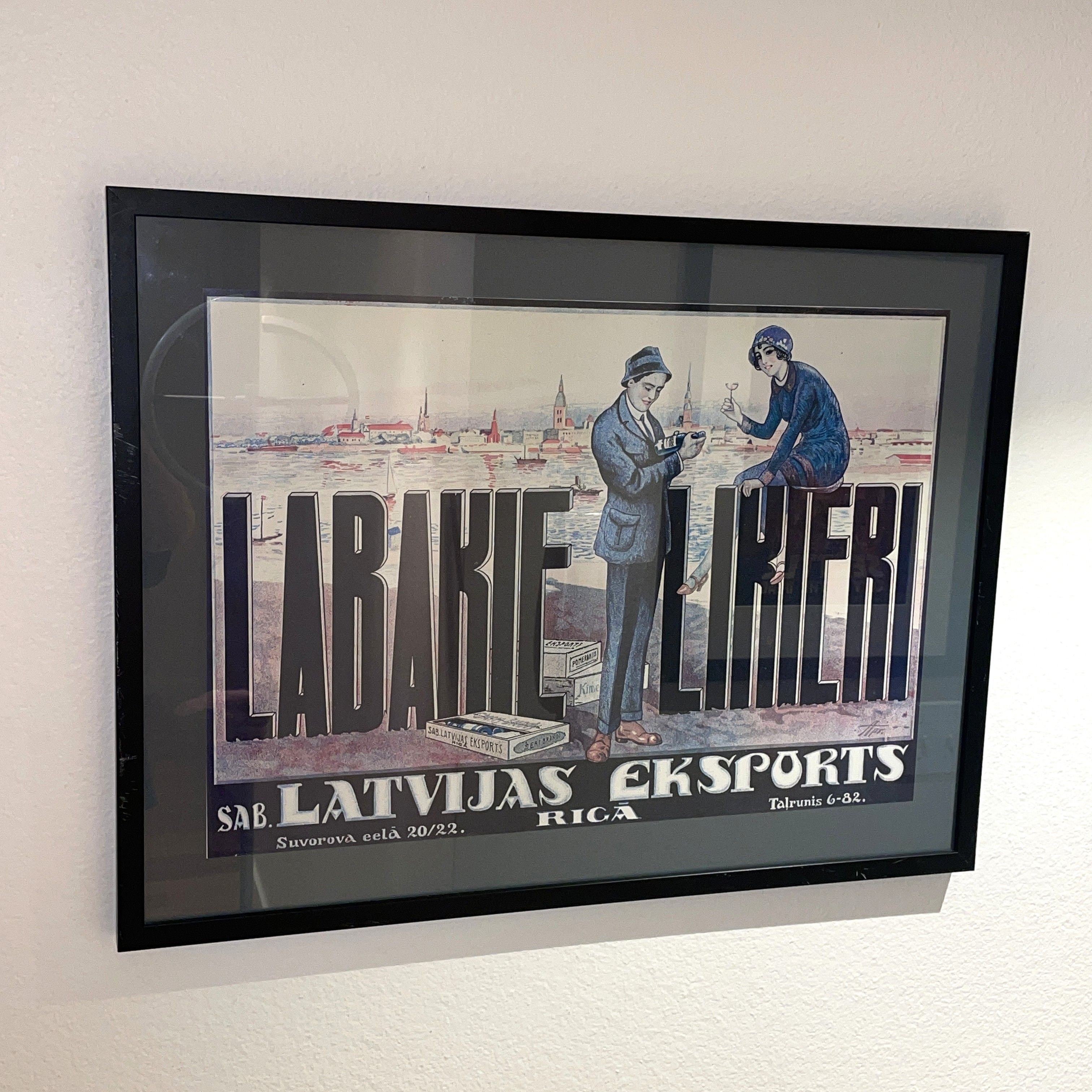 "The Best Liqueur" Print Latvia Signed Framed Vintage Art Apsitis Aleksandrs