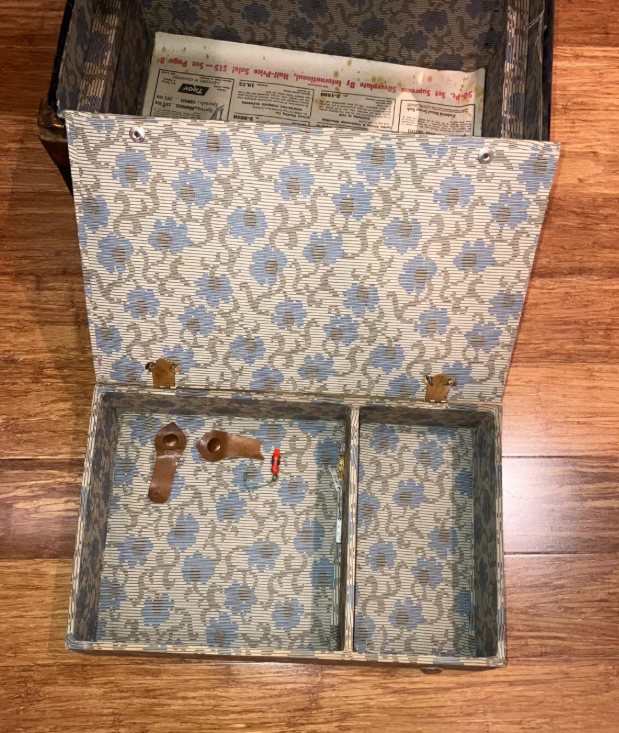 Antique Authentic Steamer Trunk Rogers Genuine 3 Ply Black 16" x 12" x 11" USA