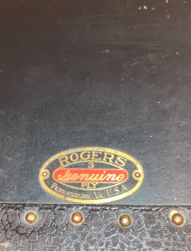 Antique Authentic Steamer Trunk Rogers Genuine 3 Ply Black 16" x 12" x 11" USA