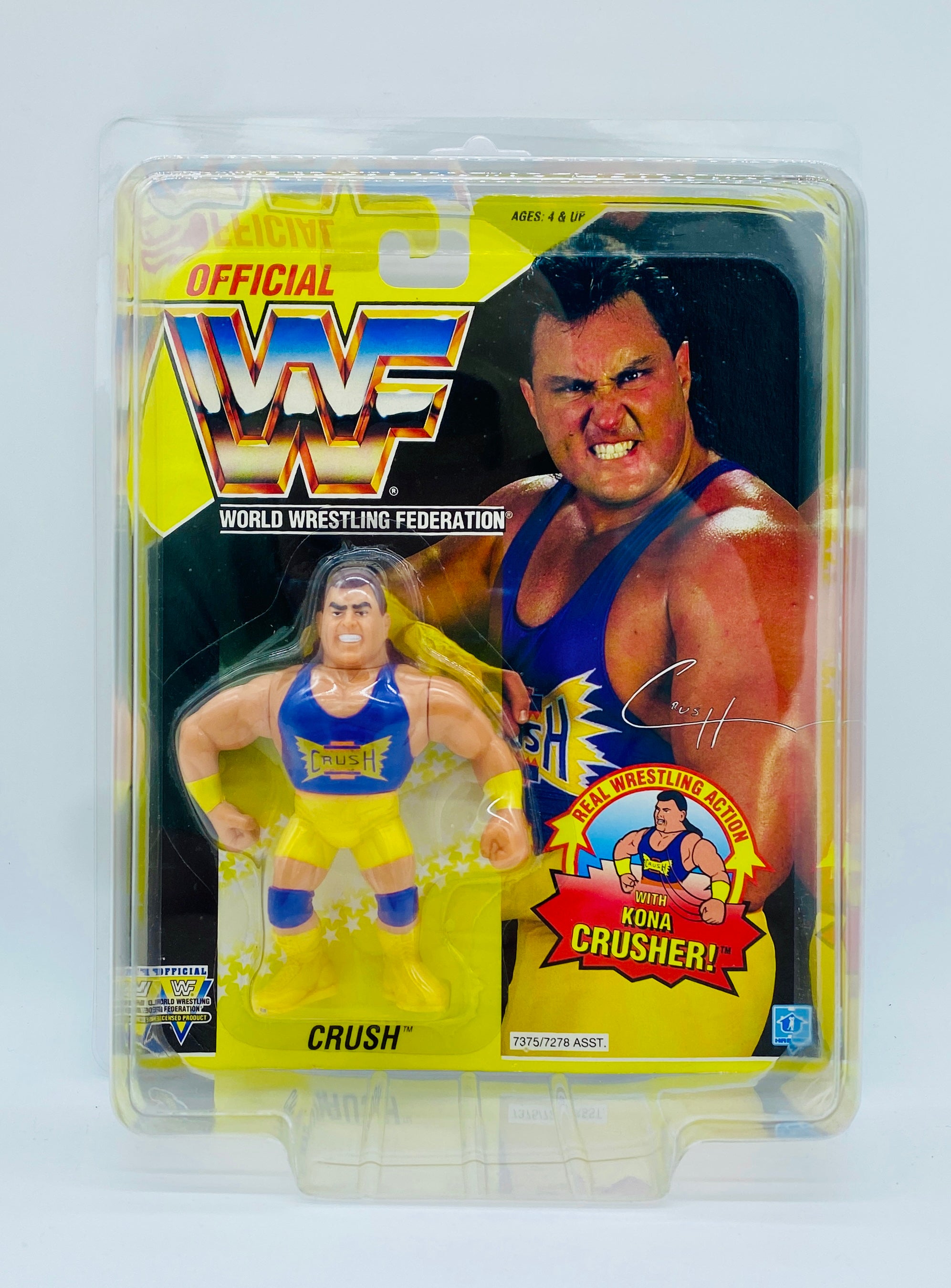 Vintage WWF Crush Action Figure (1993) Hasbro – Sealed on Card, Mint in Package