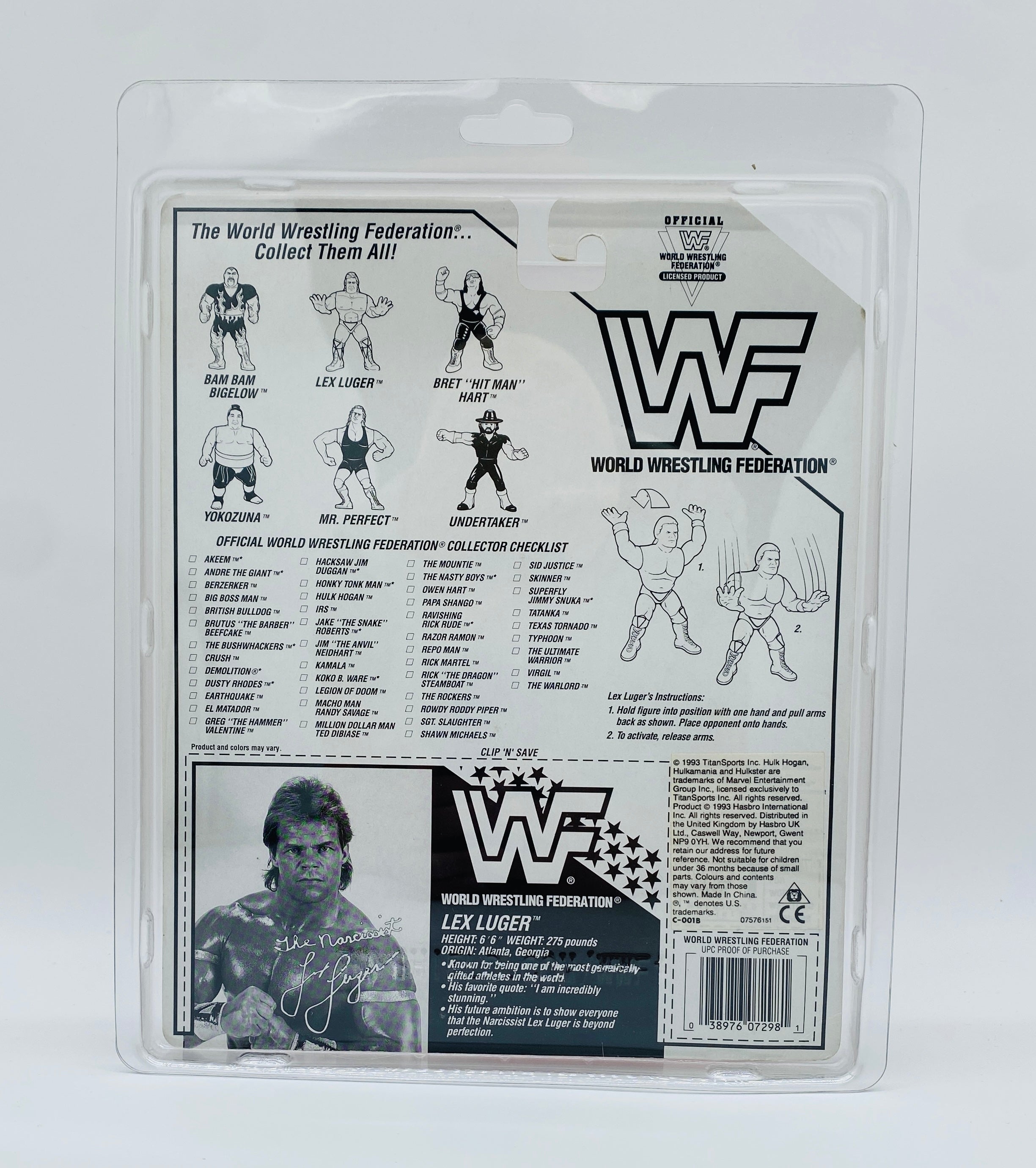 Vintage WWF Lex Luger Action Figure Hasbro – Factory Sealed MOC! Rare Narcissistic Knockout WWF Collectible