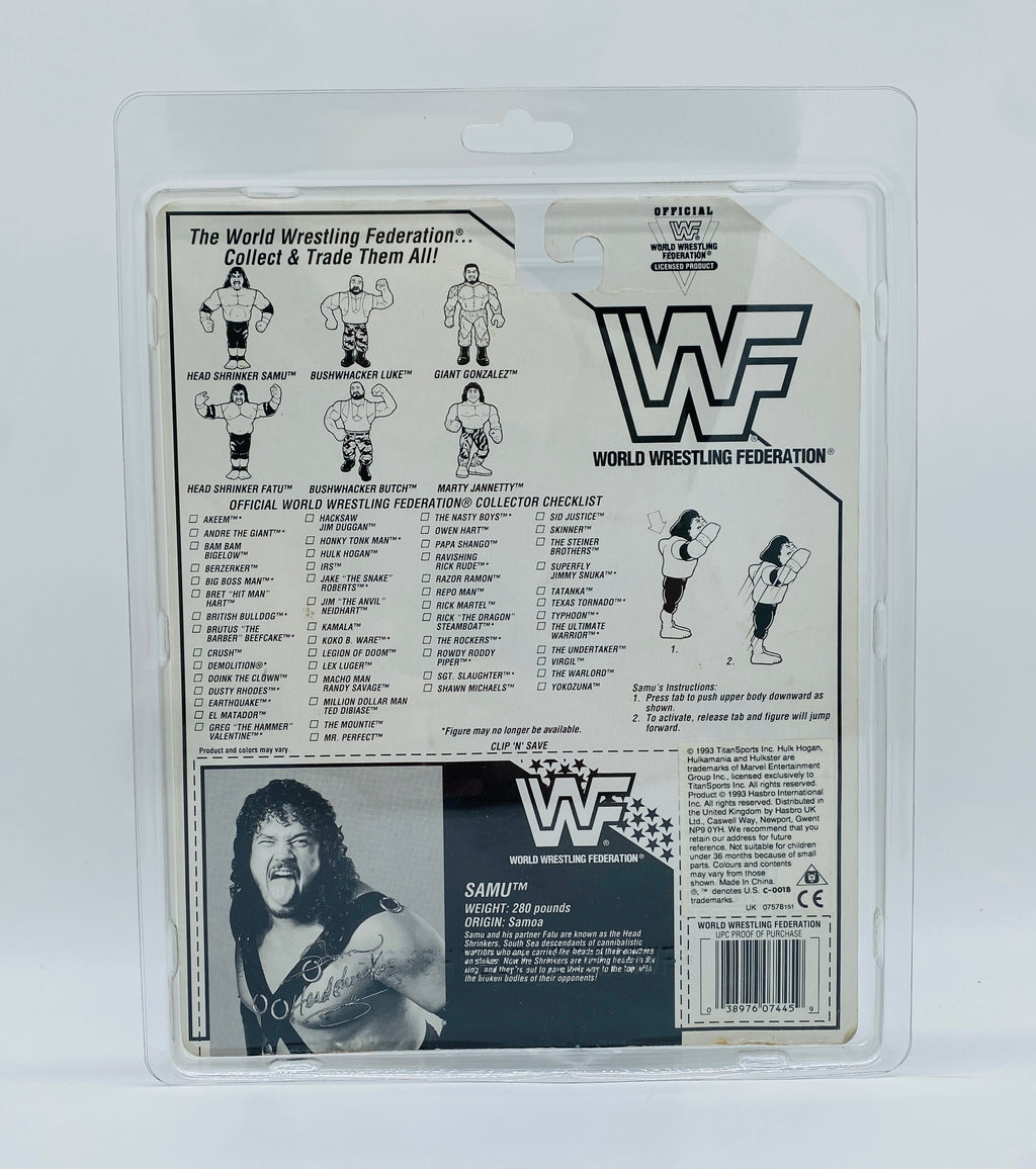 Vintage WWF Samu Hasbro Figure – Factory Sealed! Headshrinkers Rare 1990s Wrestling Collectible