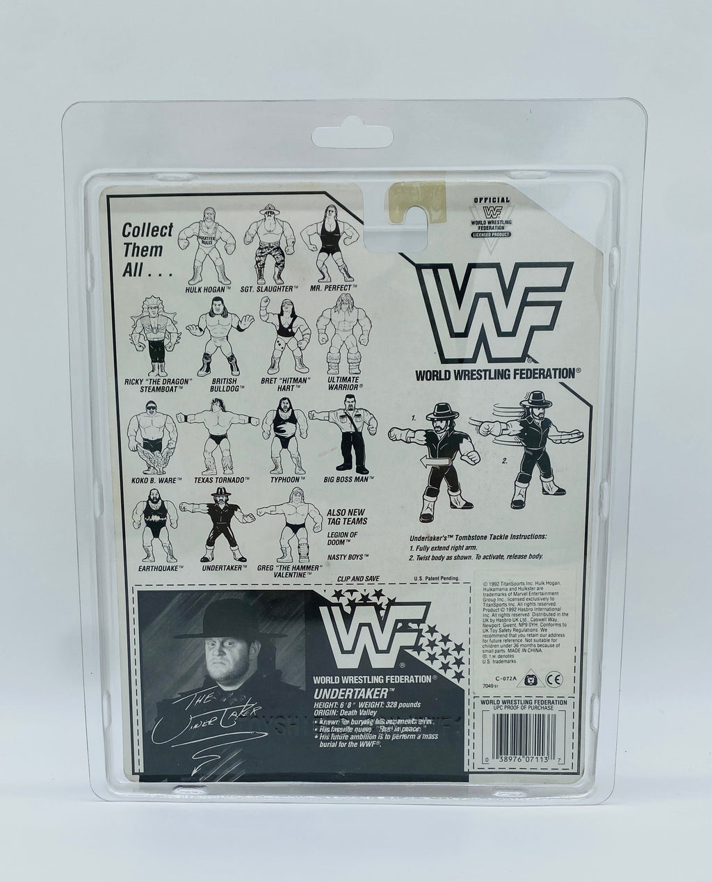 Vintage WWF Undertaker Hasbro Figure 1990s – Factory Sealed MOC with Tombstone Tackle! Rare Early Deadman