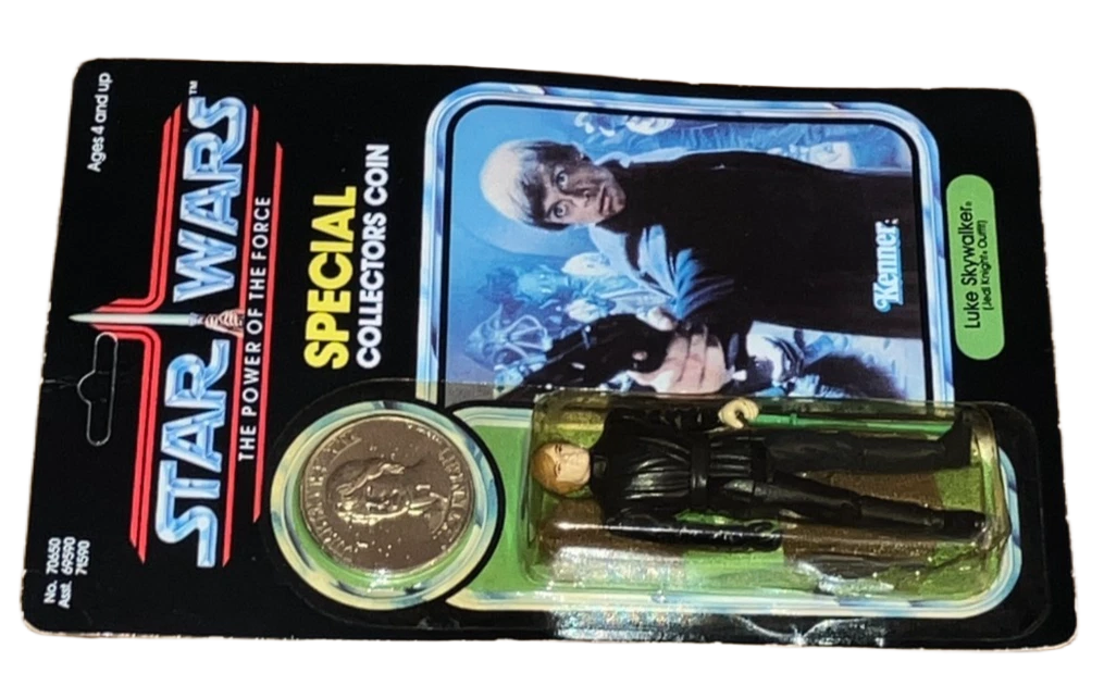 Vintage Kenner Luke Skywalker Jedi Knight Star Wars POTF MOC Unpunched w Coin