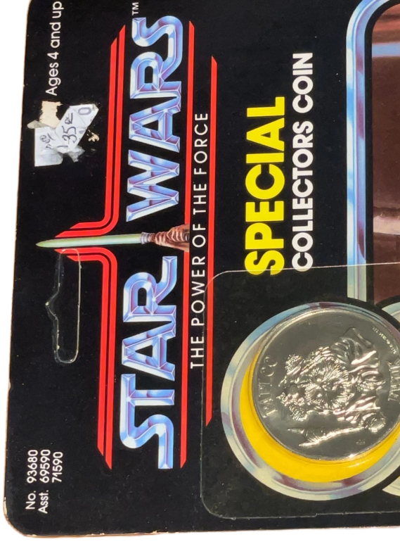 Vintage Star Wars 1984 PotF Paploo Unpunched Figure Ewok w Coin Last 17 MOC
