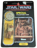 Vintage Star Wars 1984 PotF Paploo Unpunched Figure Ewok w Coin Last 17 MOC