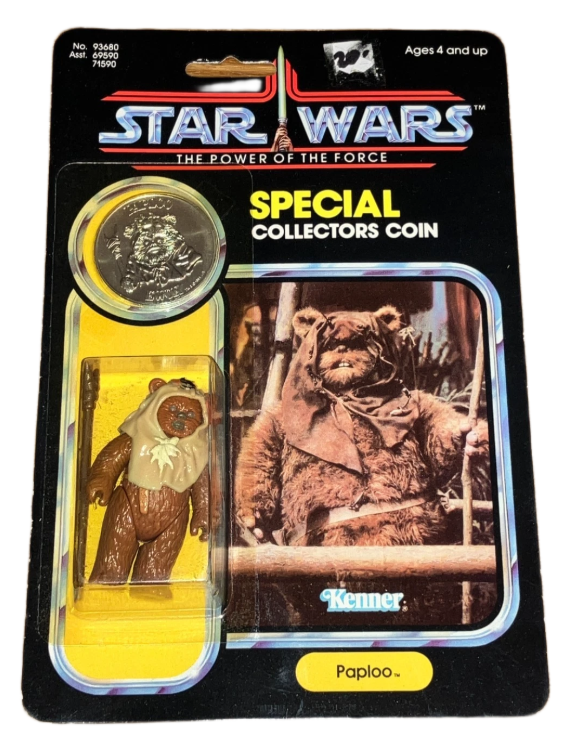 Vintage 1984 Star Wars Paploo Ewok POTF Figure with Coin Kenner Carded MOC
