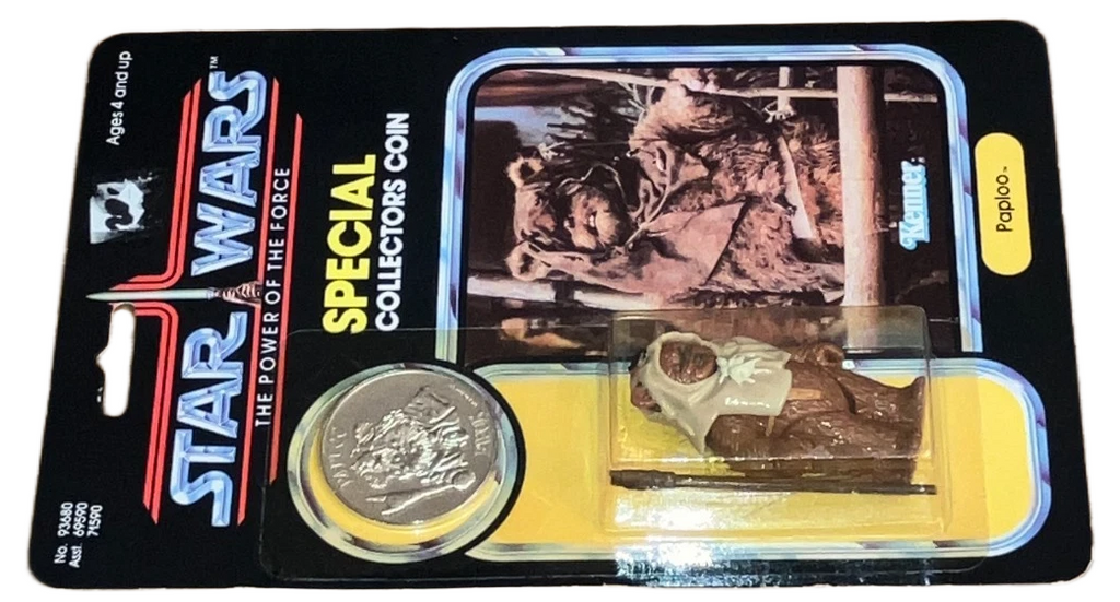Vintage 1984 Star Wars Paploo Ewok POTF Figure with Coin Kenner Carded MOC