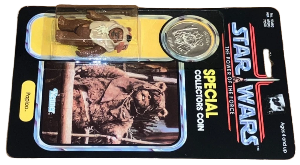 Vintage 1984 Star Wars Paploo Ewok POTF Figure with Coin Kenner Carded MOC