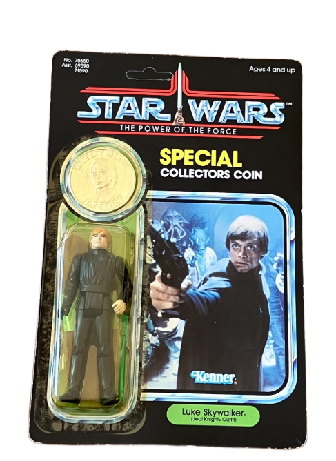 Vintage Kenner Luke Skywalker Jedi Knight Star Wars POTF MOC Unpunched w Coin