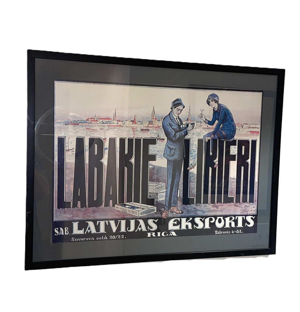 "The Best Liqueur" Print Latvia Signed Framed Vintage Art Apsitis Aleksandrs