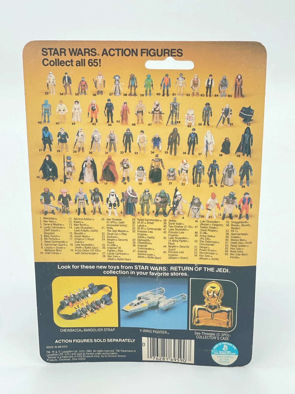 Vintage Star Wars Ree-Yees 65 Back CRACKED BUBBLE 1983 Carded Figure RotJ MOC